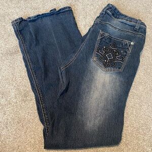 Penningtons Indigo Straight Leg Jeans Embellished Embroidered Y2K 90s Vintage